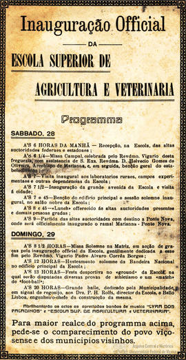 Programação e Convite para Inauguração da ESAV