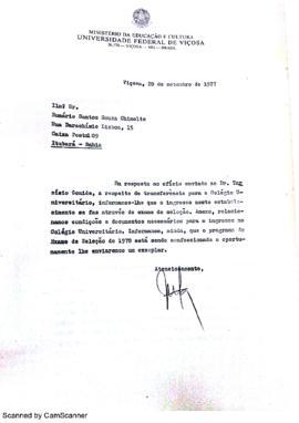 Informações sobre o ingresso no Coluni - 1977