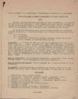 Condições para o exame de admissão